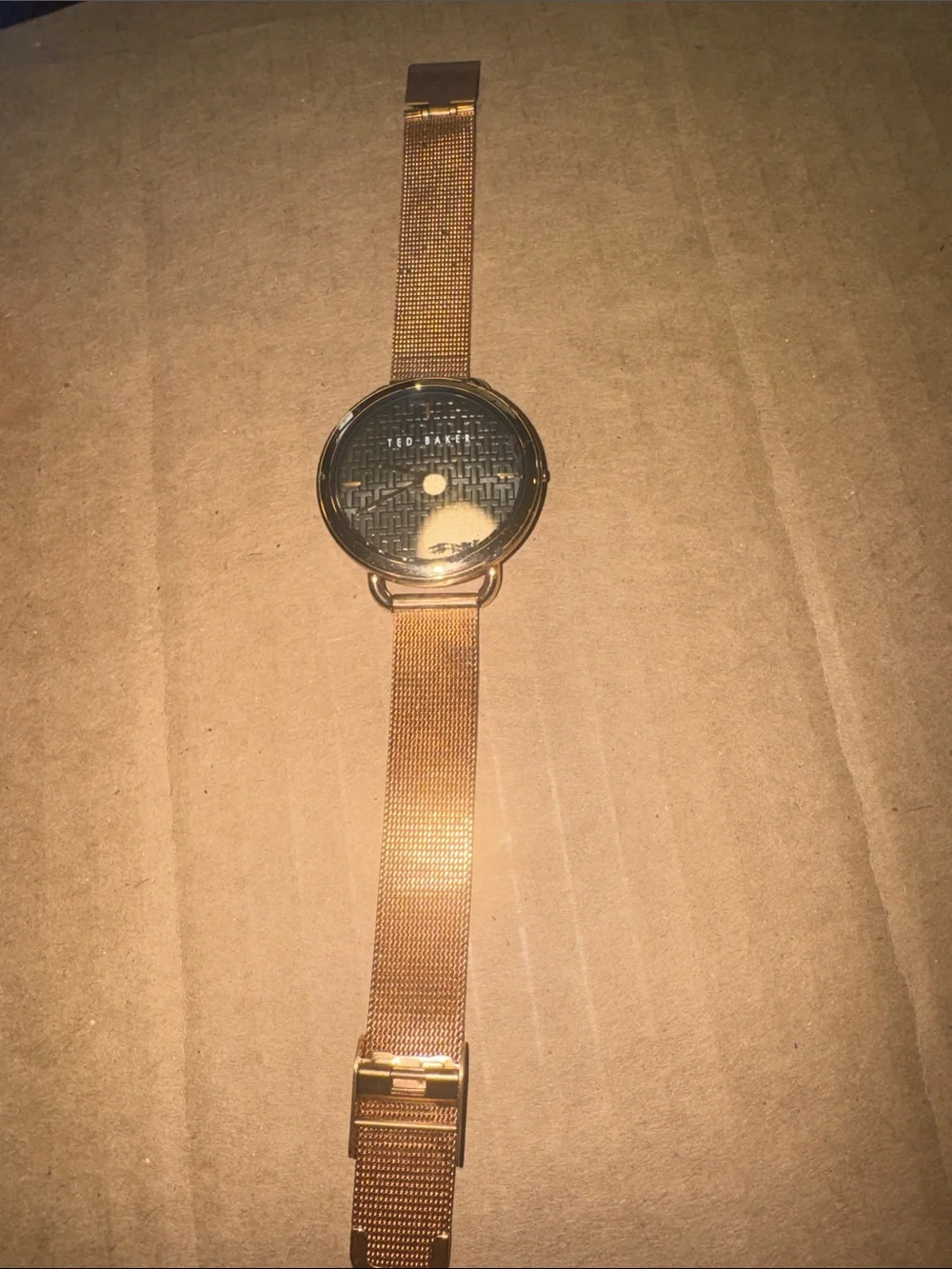 Ted Baker Rose Gold Mesh Watch with Textured Gray Dial